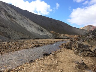 Beautiful mountain and river of Landmannalaugar in Iceland summer

