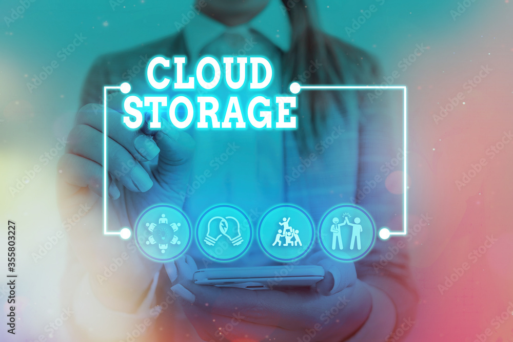 Aufkleber conceptual hand writing showing cloud storage. concept meaning computing connect devices to cloud da