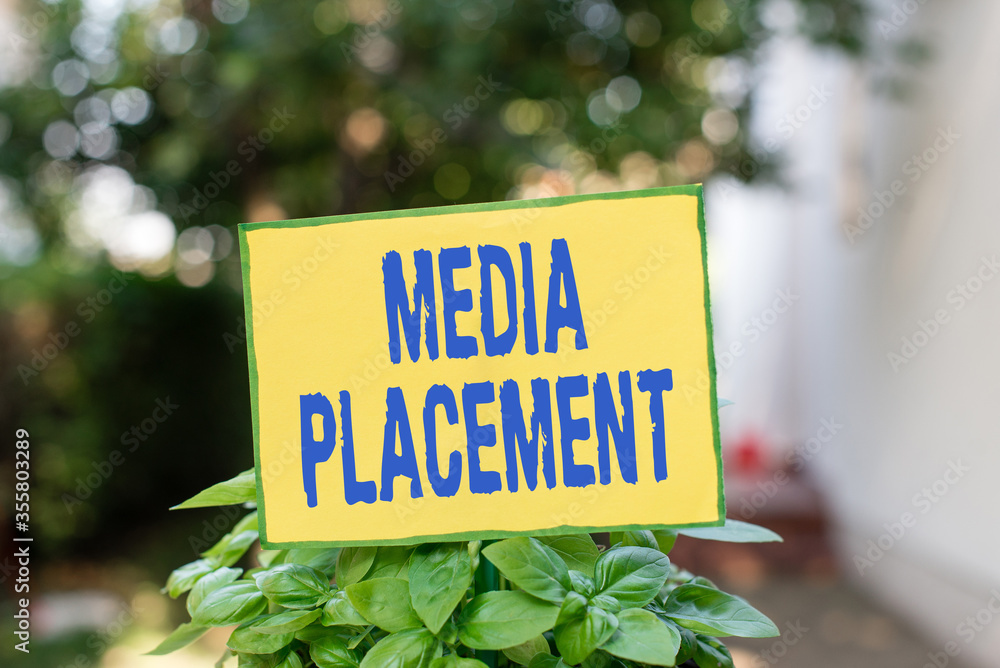 Poster writing note showing media placement. business concept for inserting a digital ad message to promote