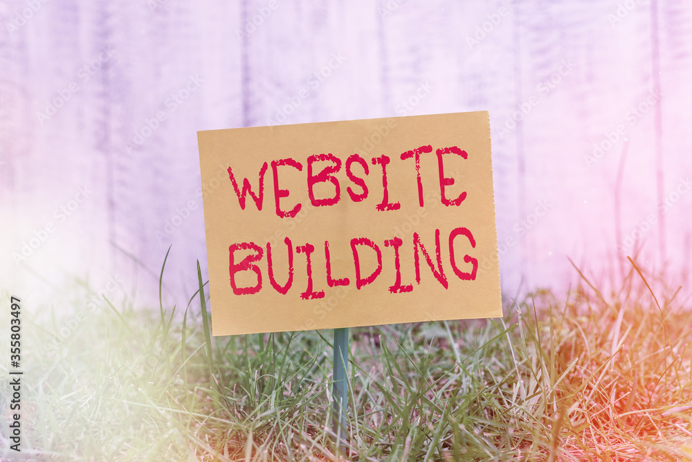 Poster writing note showing website building. business concept for site is constructed according to the cli