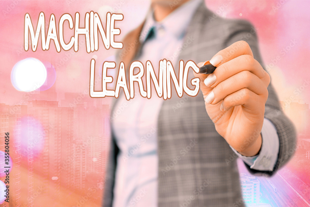 Poster word writing text machine learning. business photo showcasing the concept that a computer can learn 