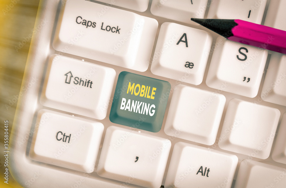 Poster text sign showing mobile banking. business photo text to create financial transactions with the use 
