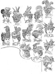 set of old women's hat - 355804443