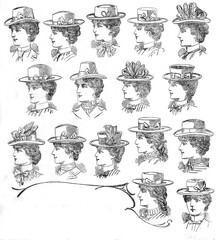 set of hand drawn illustrations of vintage style - 355804478