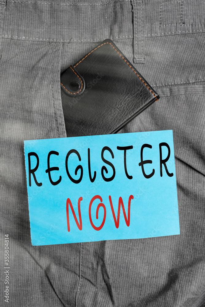 Poster handwriting text register now. conceptual photo subscribe online or apply immediately to make it off