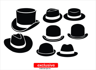 Vintage hats icons.Flat design style vector illustration for graphic and web design.