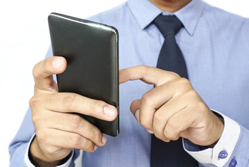 the businessman using a smartphone.