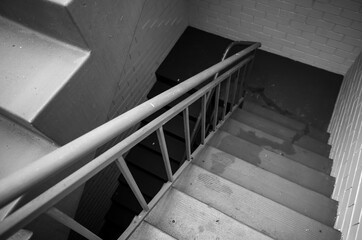 Black and white photo of a stairway