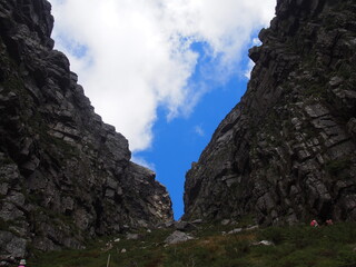 Mountain road and blue sky leading to the top of Table Mountain, Cape Town, South Africa