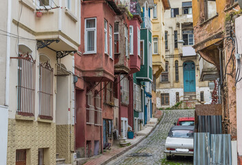 Fototapeta na wymiar Istanbul, Turkey - Fener is one of the most colorful and typical quarters of Istanbul, with its Byzantine, Ottoman and Greek heritage. Here in particular its alleys