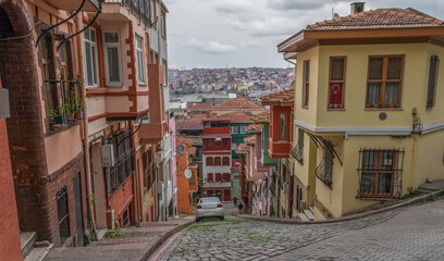 Fototapeta premium Istanbul, Turkey - Fener is one of the most colorful and typical quarters of Istanbul, with its Byzantine, Ottoman and Greek heritage. Here in particular its alleys