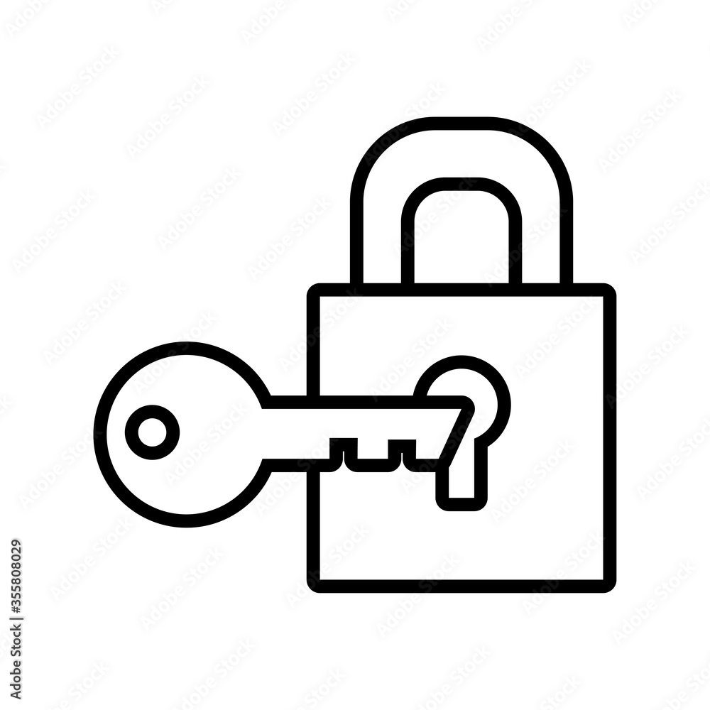 Poster padlock with key line style