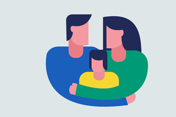 Illustration of a loving parents and a boy sitting together