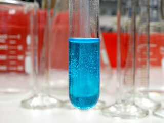 Copper II Sulphate chemicals in the test tube


