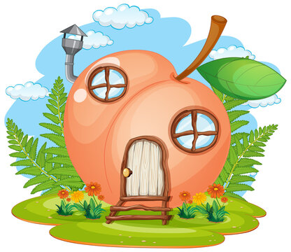 Isolated fantasy peach house