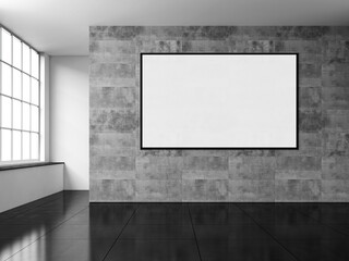 Large luxury modern minimal bright interiors room mockup illustration 3D rendering