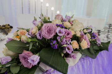 decor on a wedding table in a restaurant