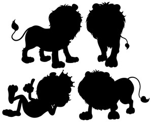 Set of lion silhouette