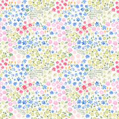 Beautiful seamless floral pattern with watercolor gentle summer colorful flowers. Stock illustration.
