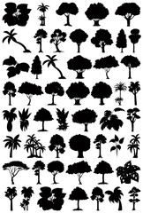 Set of plant and tree silhouette