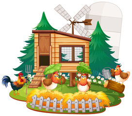 Farm theme background with farm animals © GraphicsRF