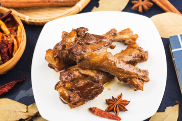 Roasted duck wing root, duck meat