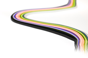 highway of colors. Abstract color rainbow strip paper on white background