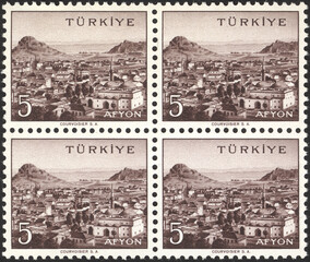 Republic of Turkey. Republic of Turkey postage stamp. Republic of Turkey historical stamp. A postage stamp printed in Republic of Turkey.