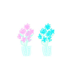 Flowers in the pot doodle vector illustration