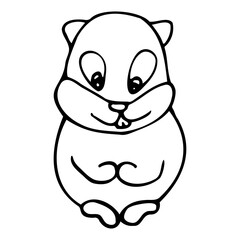 Hand drawn gopher. Cartoon gopher outline doodle style. Vector transparent illustration isolated on white background. Decoration for greeting cards, posters, flyers, prints for clothes.