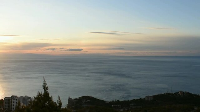 Dawn over the Black Sea in Gaspra in the resort of Mishor. Crimea
