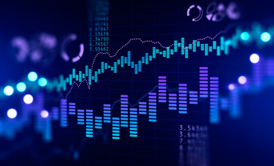 Digital financial chart interface, stock market