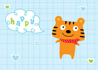 cute tiger happy greeting card