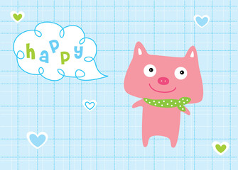 cute happy pig vector
