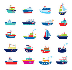 cute boat ship vector illustration - obrazy, fototapety, plakaty