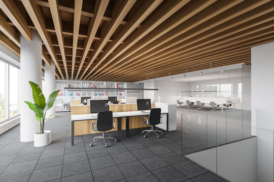 Loft Open Space Office Corner With Meeting Room