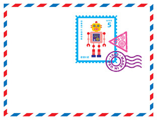 robot stamp letter vector