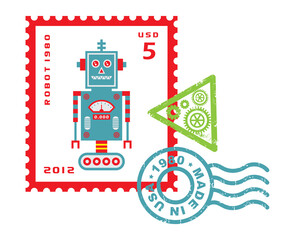 robot stamp graphic symbol vector