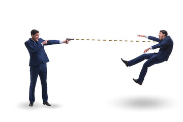 Businessman with gun threatening his competitor
