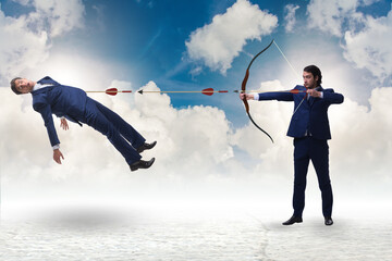 Business competition concept with businessman and bow