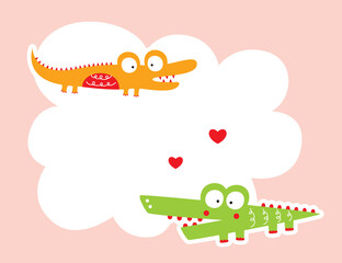 cute crocodile valentine greeting card vector