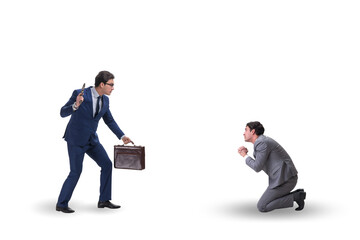 Businessman with gun threatening his competitor