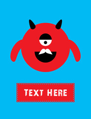 cute little monster greeting card vector