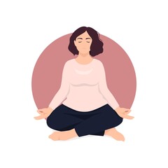 woman sitting in lotus position vector illustration