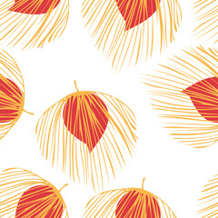 Orange Palm Hawaii Vector Seamless Pattern. 
