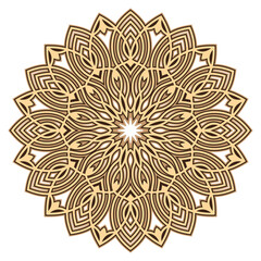 Eid Al-Adha silhouette ornament. Laser cutting mandala. Wooden decal. 3 layers for 3d modular look. Islamic luxury concept. Golden floral pattern. Vector coaster lasercut design.