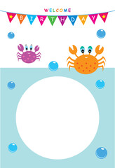 cute crab birthday invitation card