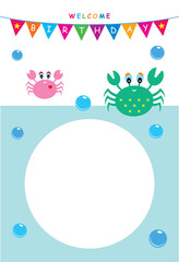 cute crab birthday invitation card