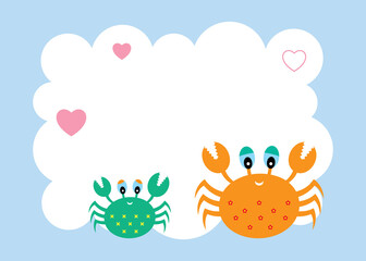 Obraz premium cute crab happy mother's day greeting card