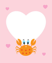 cute love card with crab vector